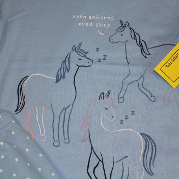 Carter's Blue Unicorn 4-Piece Pants Shorts Pajamas Set Girls Size 5 6 7 8 NWT - Picture 3 of 5